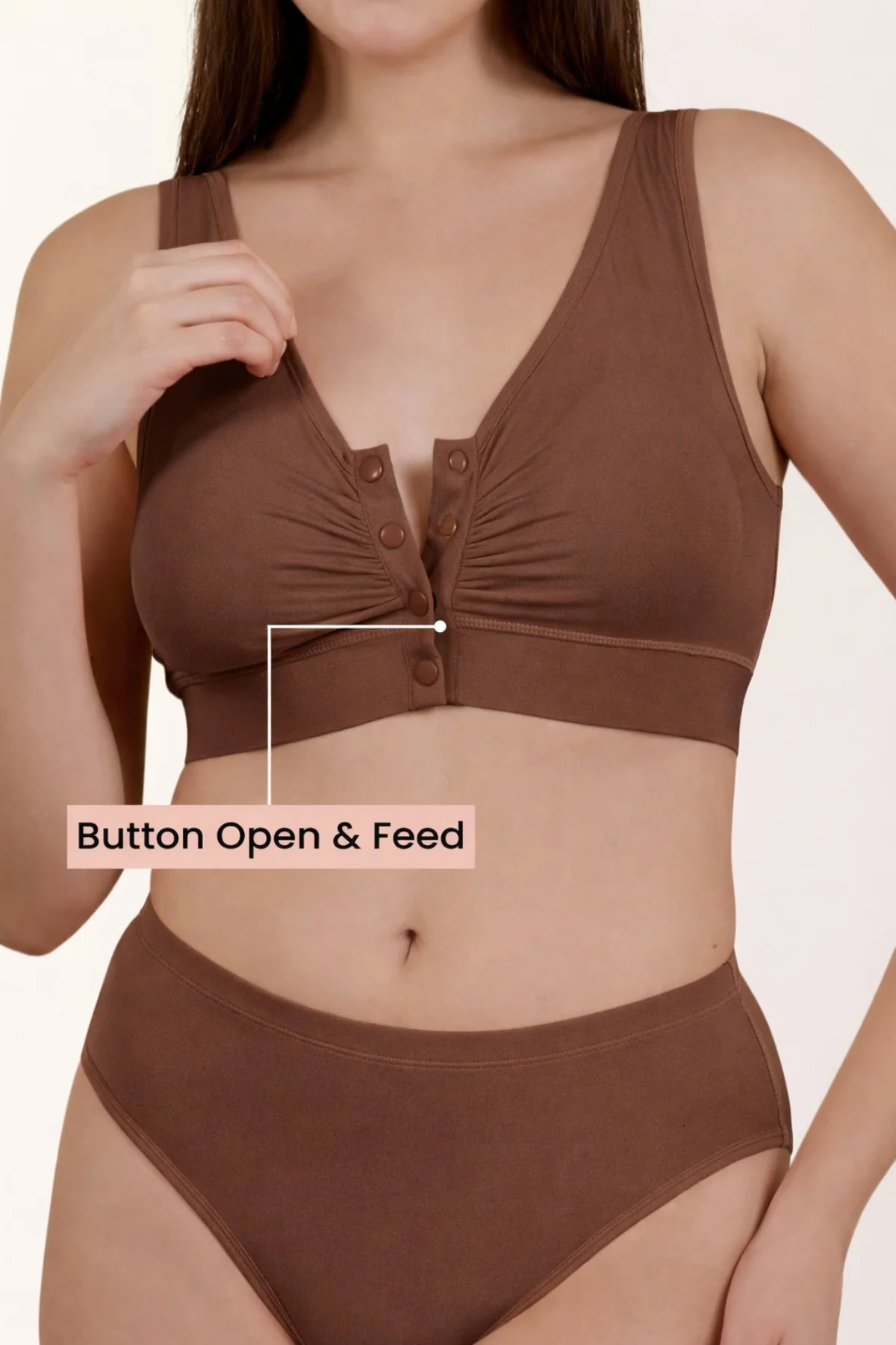 Ruched Pack of 2 Modal Front-Open Bra - (Navy, Brown) - Image 8