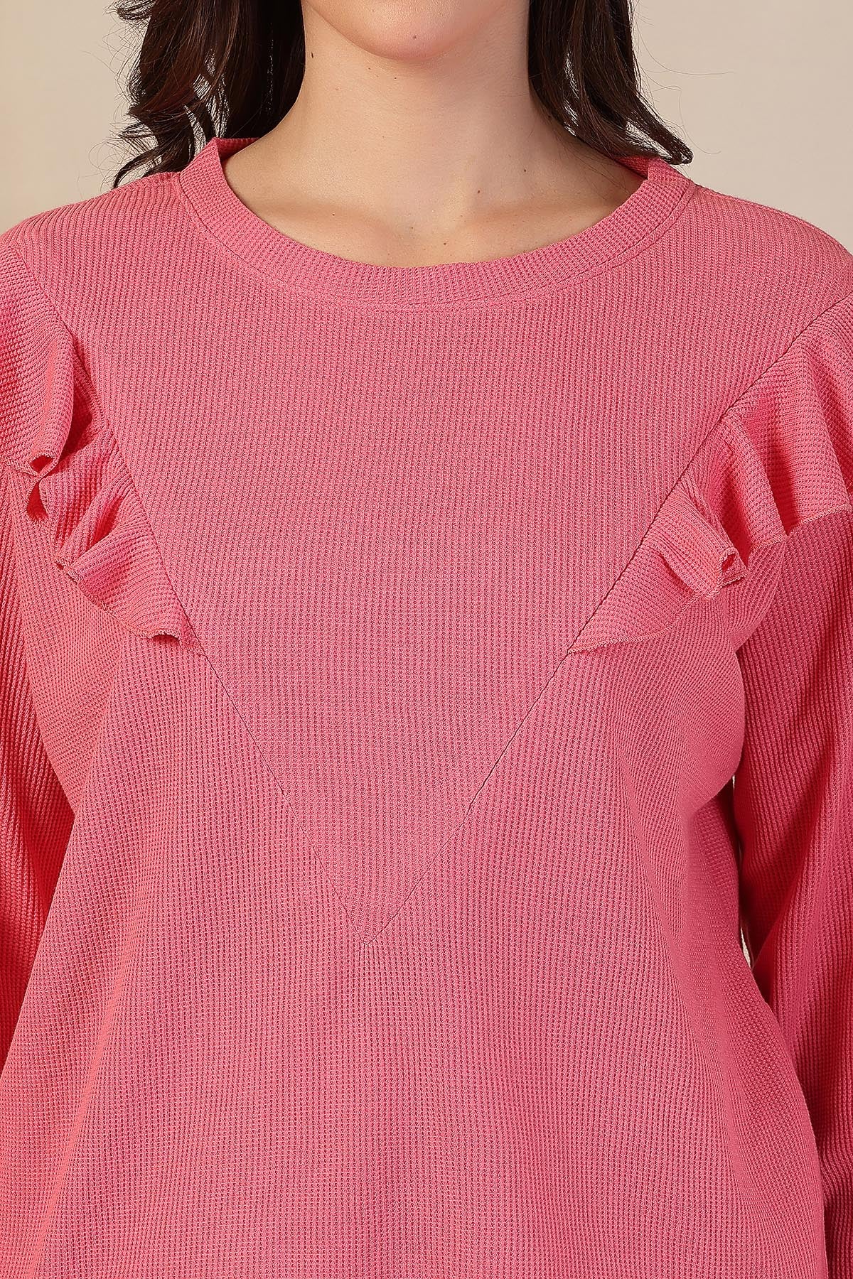 Ruffled Maternity Feeding Co-ord Set - Pink - Image 9