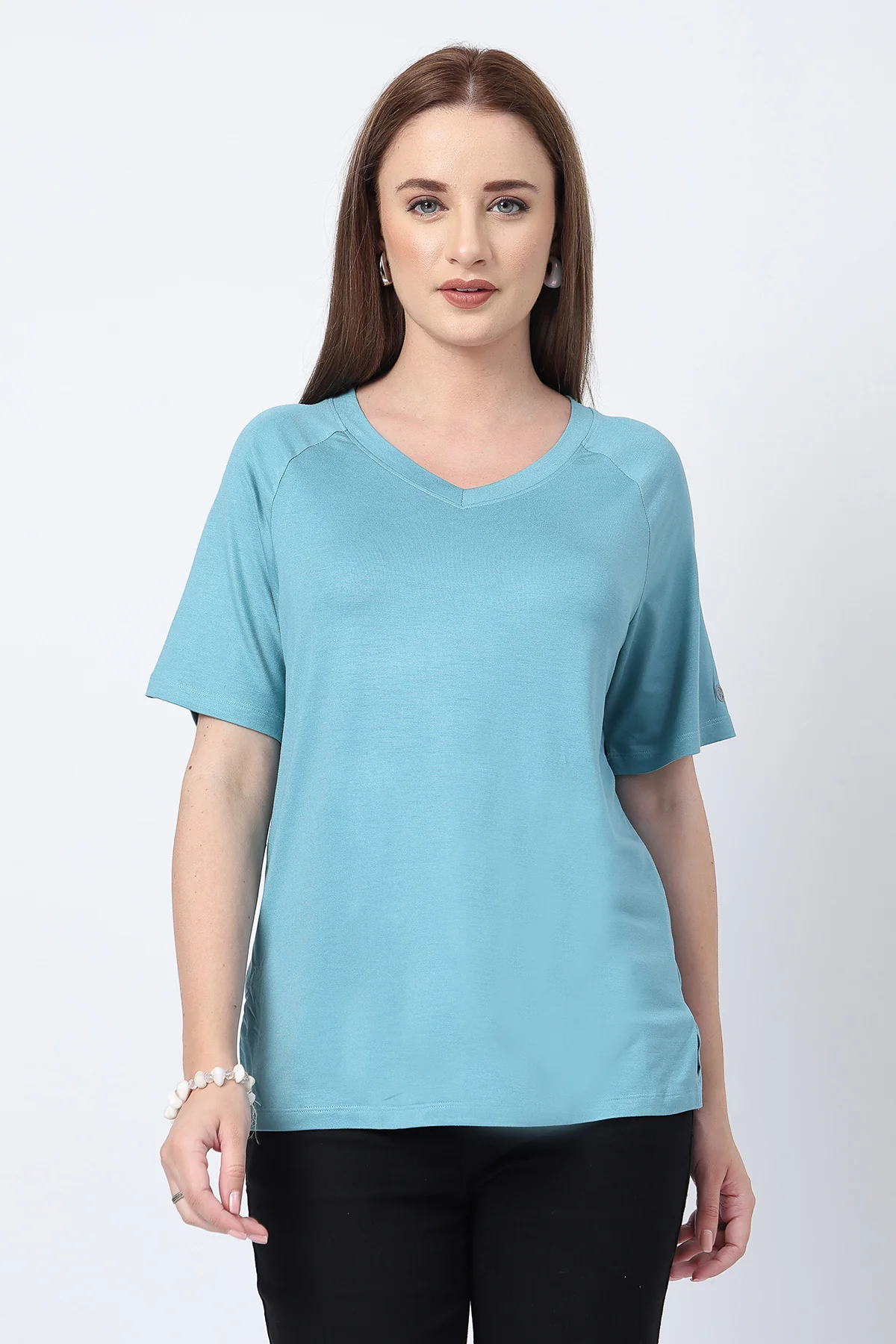 Sea Green Solid Nursing Top with Side Zip Access - Image 10
