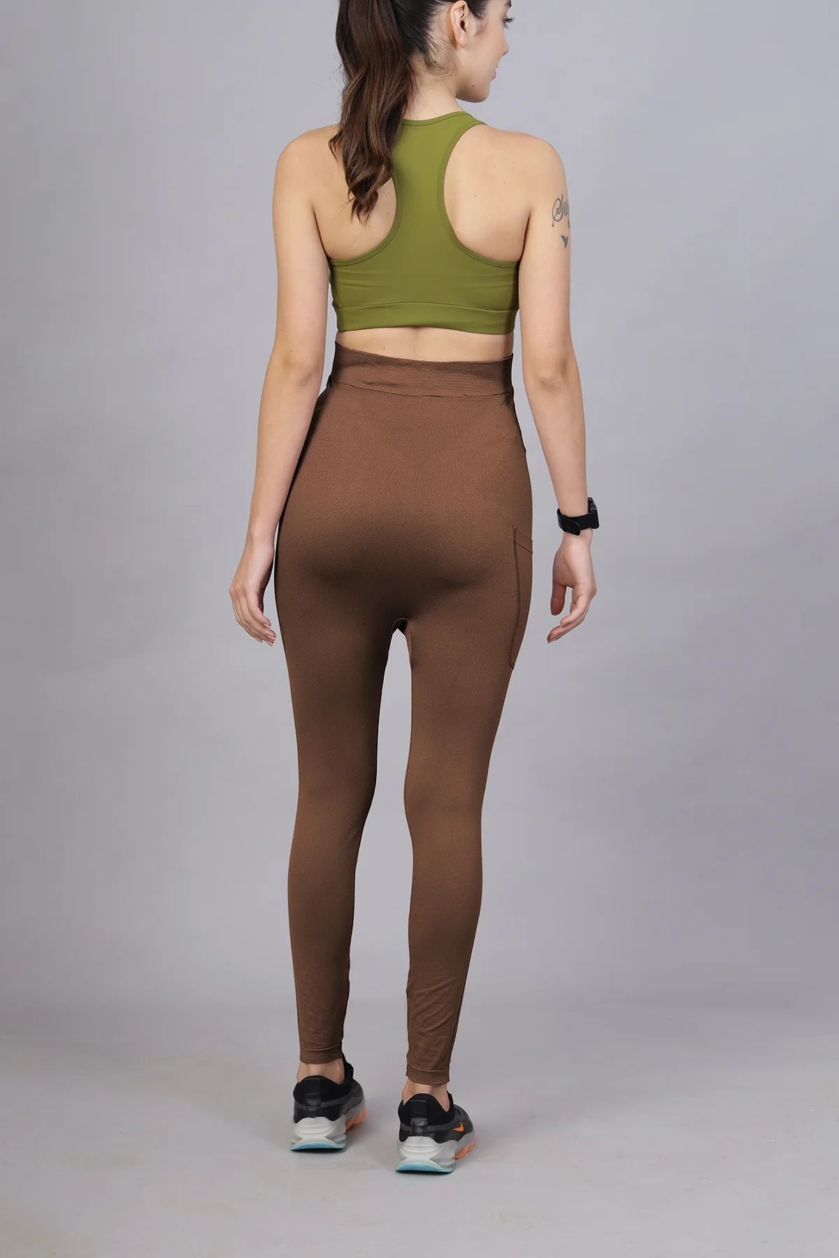 Seamless Adaptable Bump Support Brown Maternity Legging - Image 12