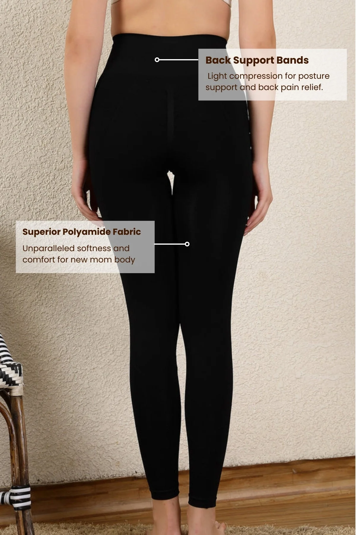 Seamless High Waisted Tummy Compression Floral Jacquard Black Postpartum Legging - Image 13