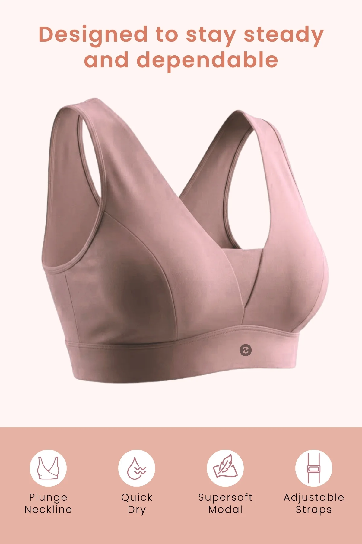SecureFit Cotton Fixed-Pad Feeding Bra - Dark Skin - Image 2