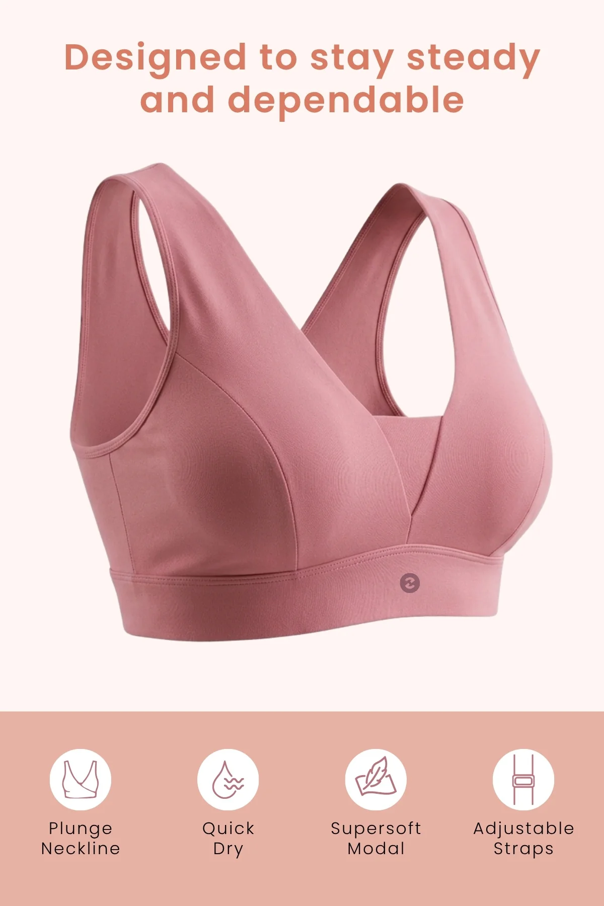 SecureFit Cotton Fixed-Pad Feeding Bra - Mauve Rose - Image 2
