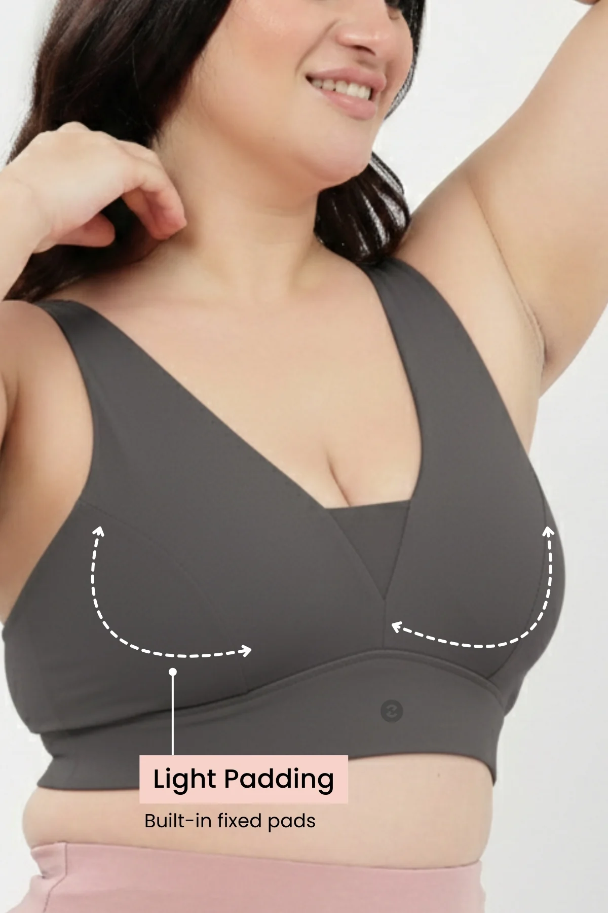 SecureFit Cotton Fixed-Pad Feeding Bra Pack of 2 - (Dark Skin & Grey Melange) - Image 5