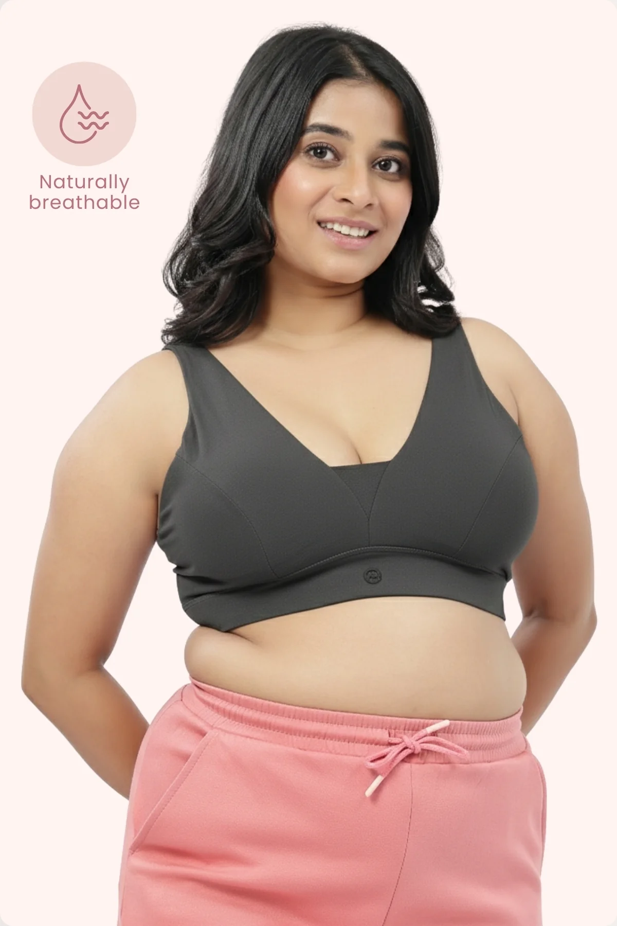SecureFit Cotton Fixed-Pad Feeding Bra Pack of 2 - (Dark Skin & Grey Melange) - Image 7