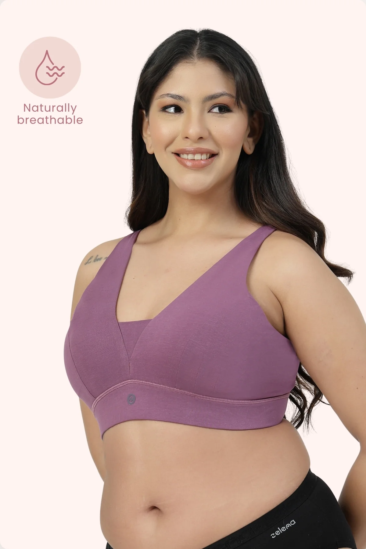 SecureFit Cotton Fixed-Pad Feeding Bra - Purple