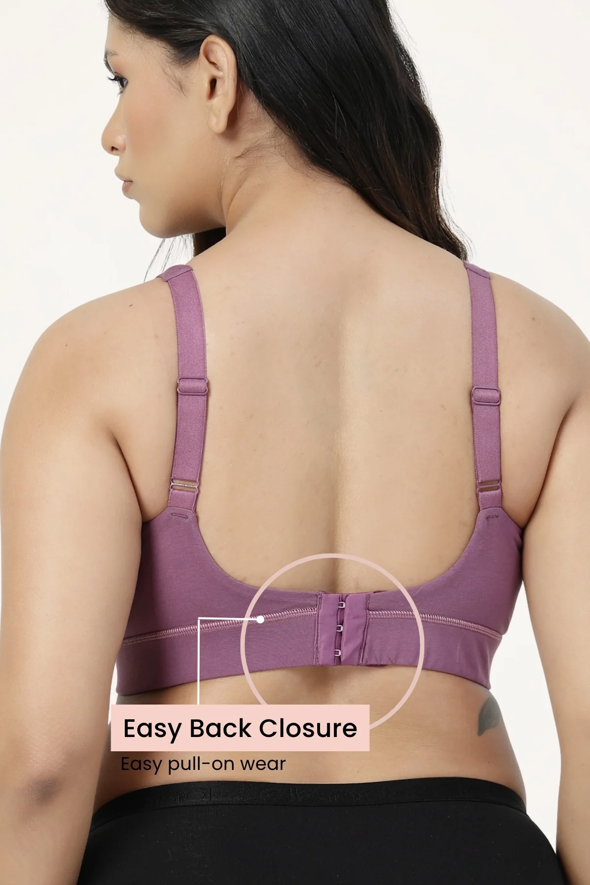 SecureFit Cotton Fixed-Pad Feeding Bra - Purple - Image 3