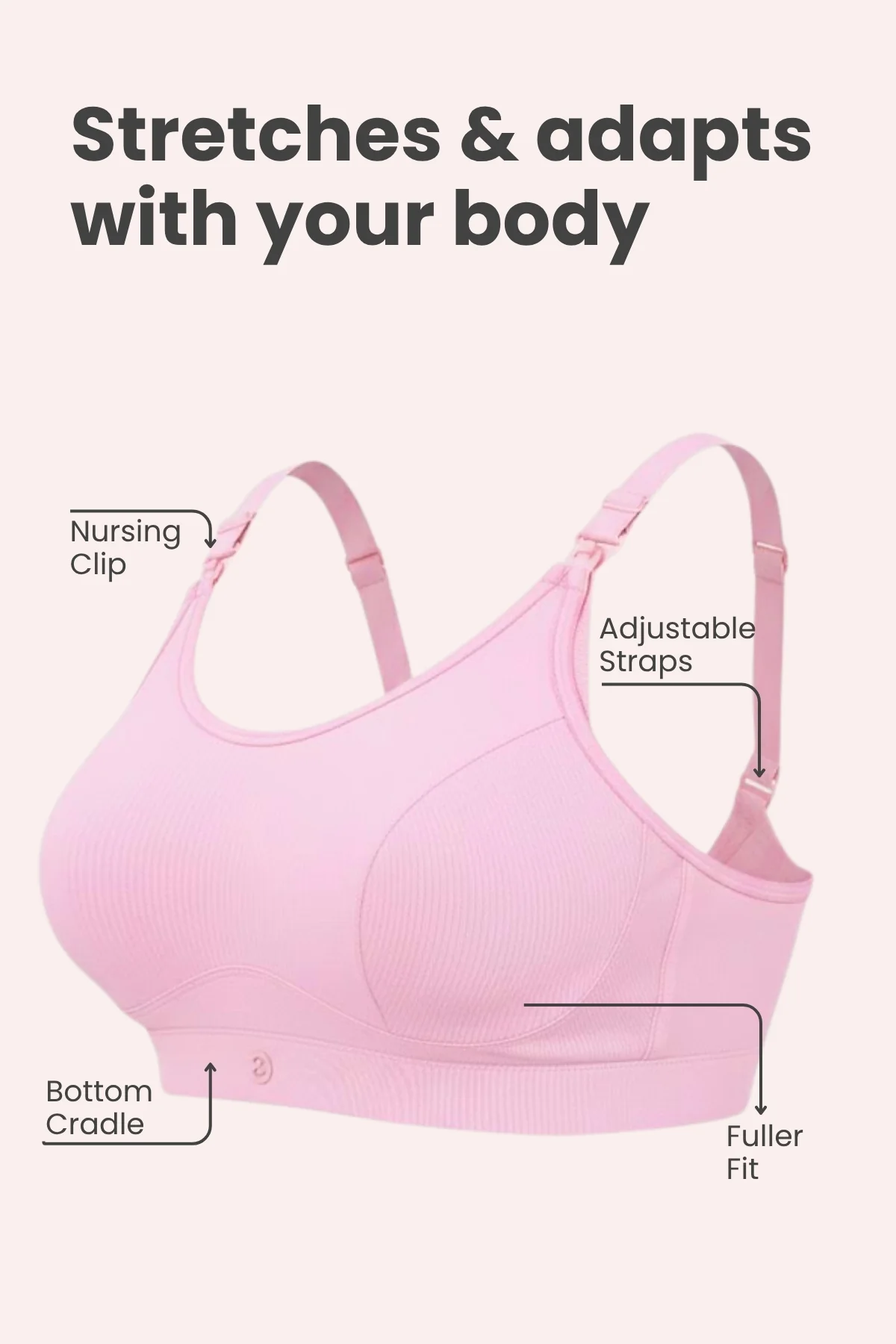 SecureFit Cotton Non-Padded Feeding Bra - Baby Pink - Image 2