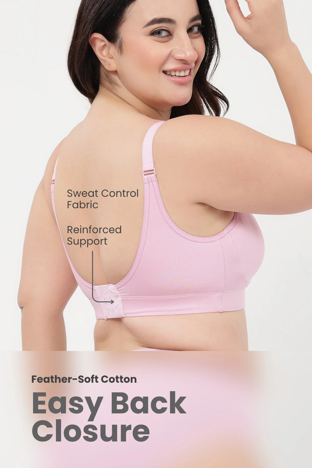 SecureFit Cotton Non-Padded Feeding Bra - Baby Pink - Image 4