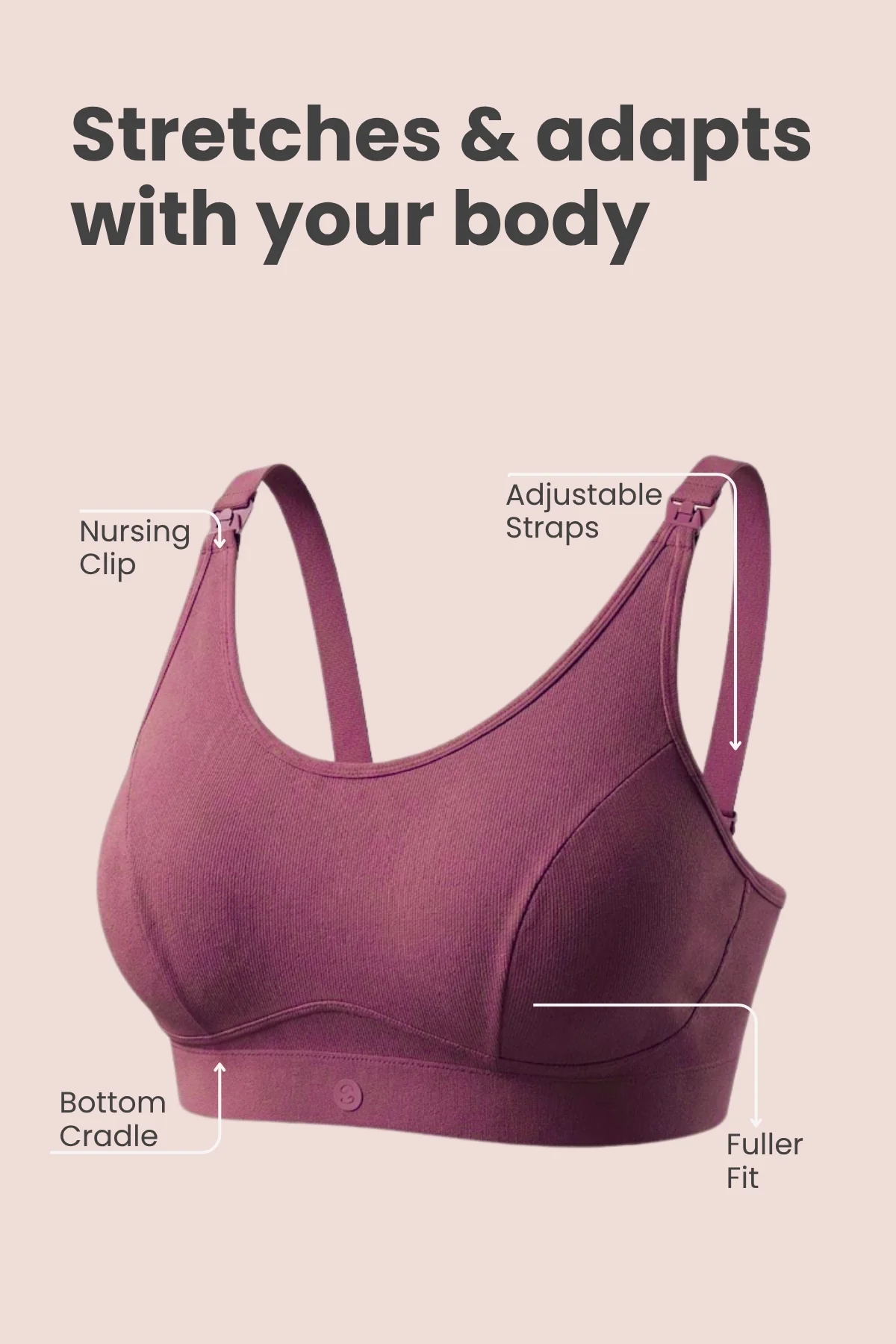 SecureFit Cotton Non-Padded Feeding Bra - Blush - Image 2