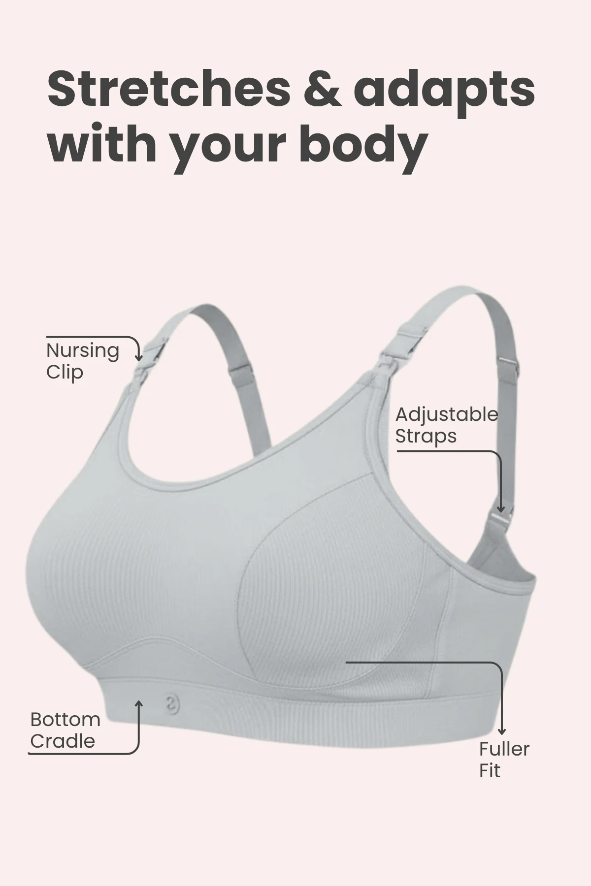 SecureFit Cotton Non-Padded Feeding Bra - Grey Melange - Image 2