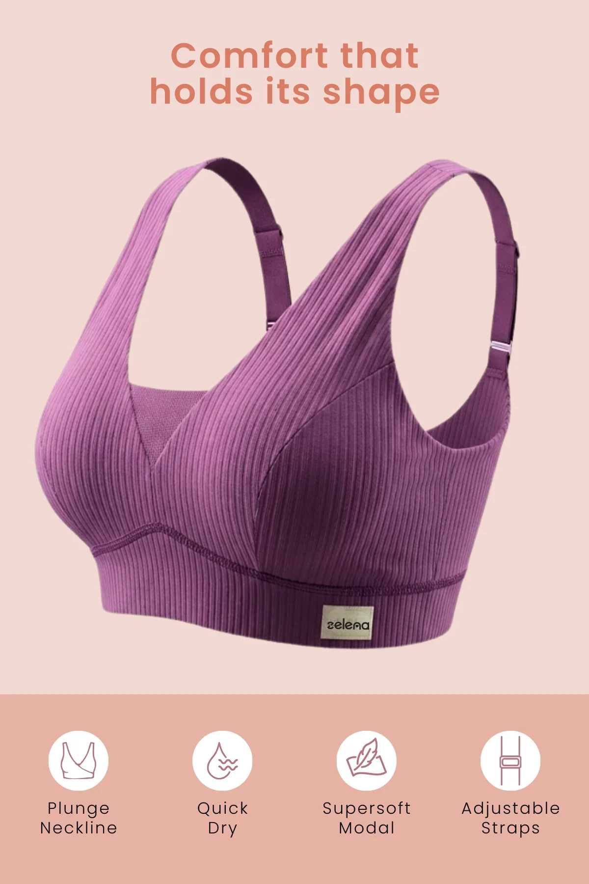 Sera Broad Rib-Bra Pack of 2 - (Lavender & Purple) - Image 2