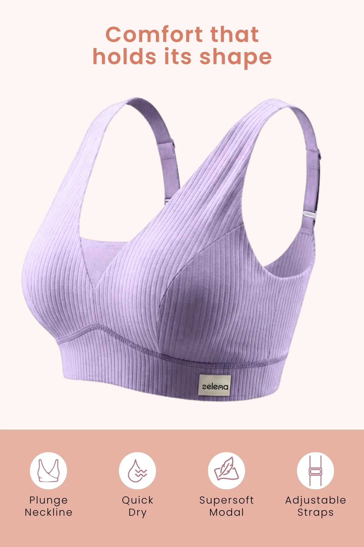 Sera Broad Rib-Bra Pack of 2 - (Lavender & Purple) - Image 6