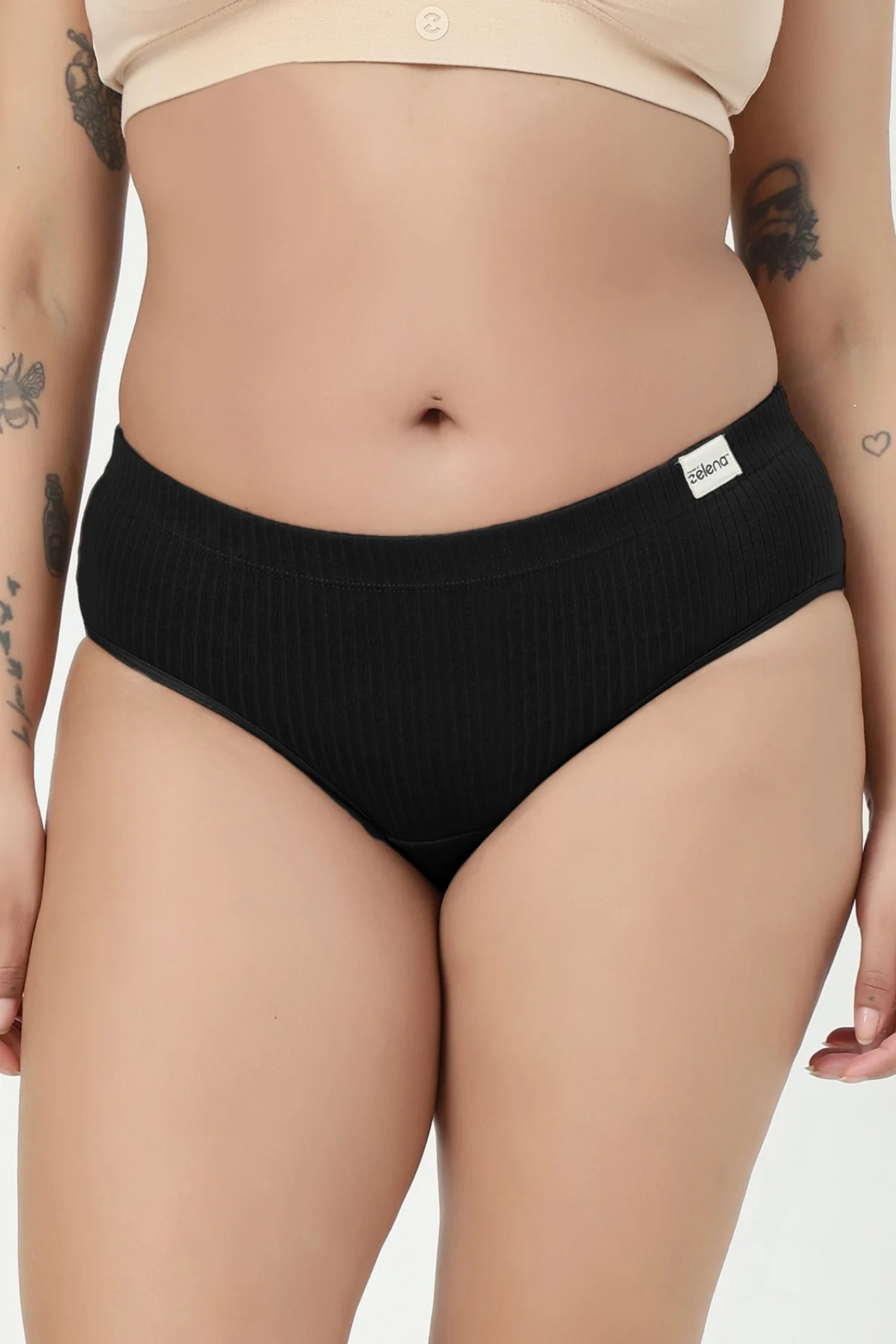 Sera Broad Rib Mid Rise Hipster - Black