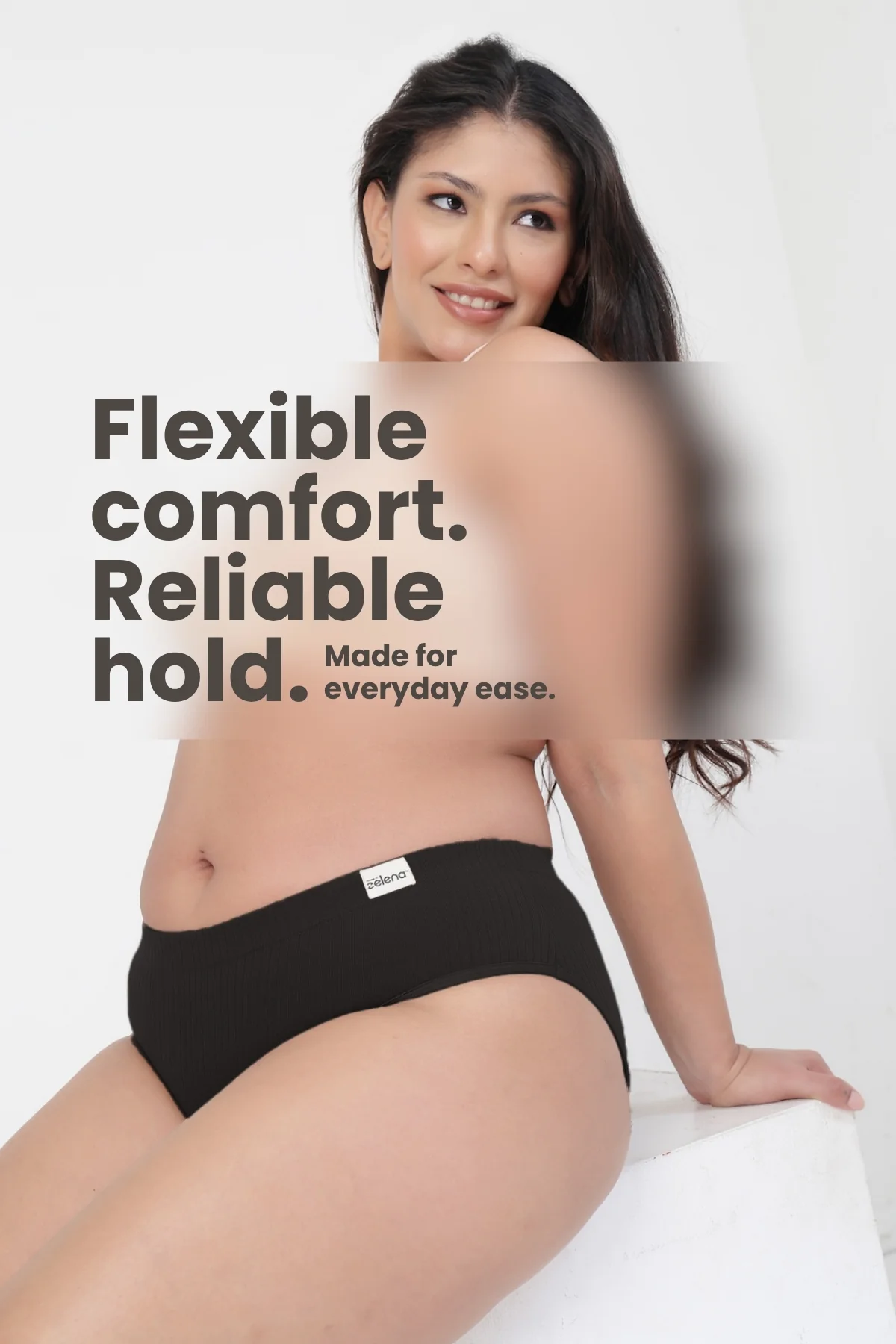 Sera Broad Rib Mid Rise Hipster - Black - Image 2