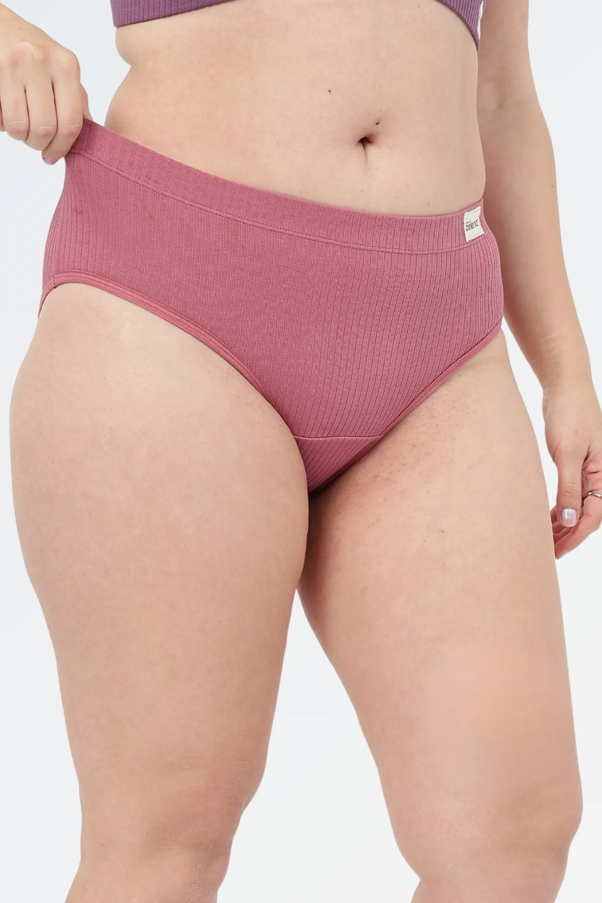 Sera Broad Rib Mid Rise Hipster - Blush