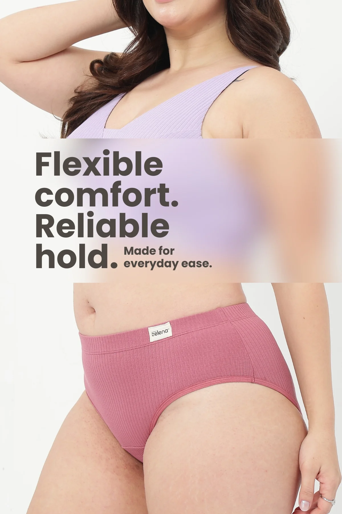 Sera Broad Rib Mid Rise Hipster - Blush - Image 3