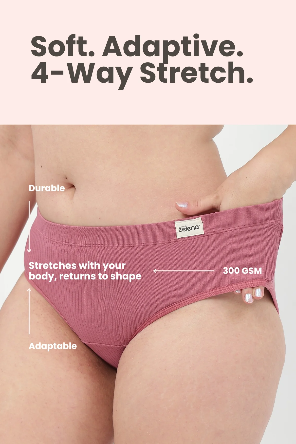 Sera Broad Rib Mid Rise Hipster - Blush - Image 4