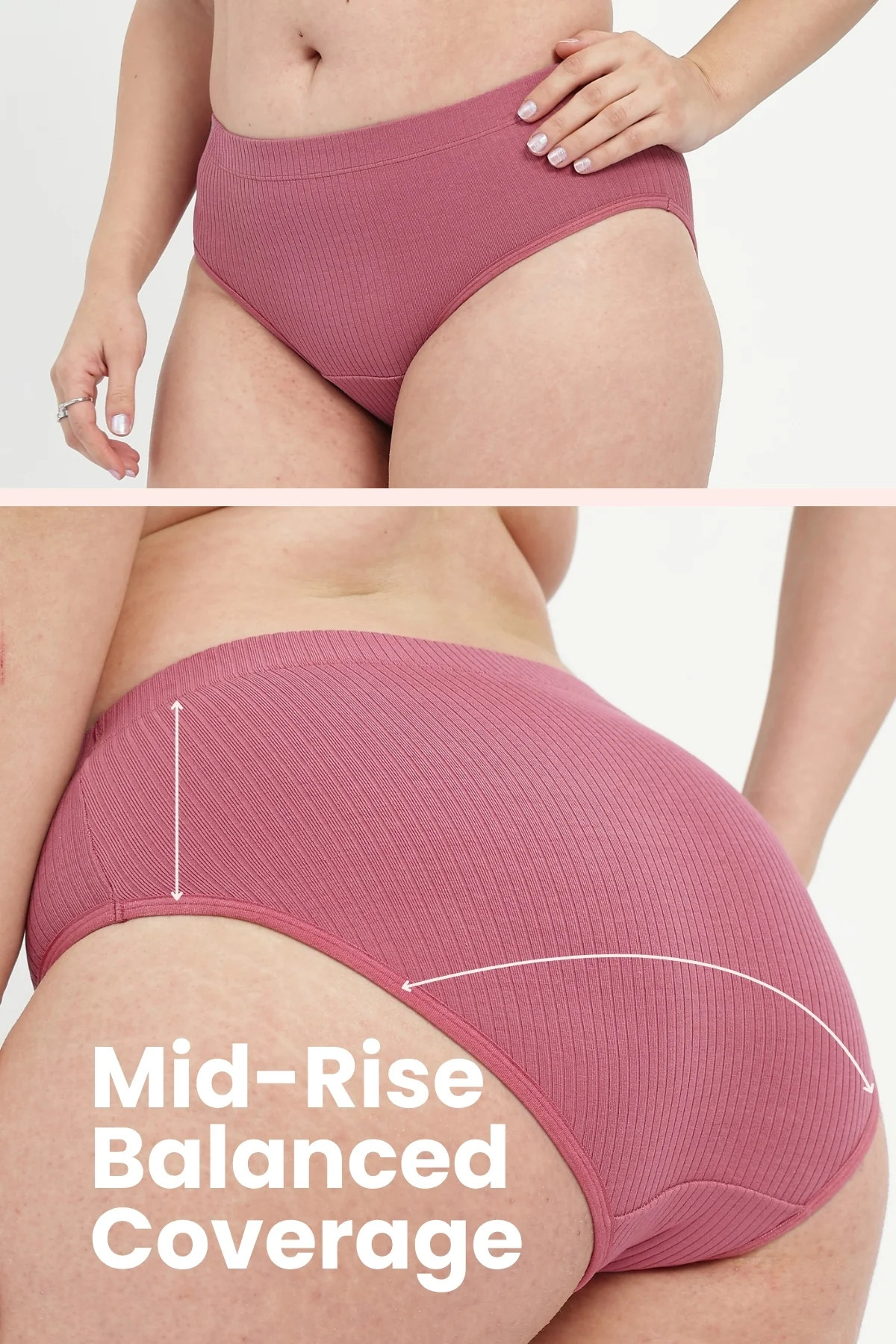 Sera Broad Rib Mid Rise Hipster - Blush - Image 5