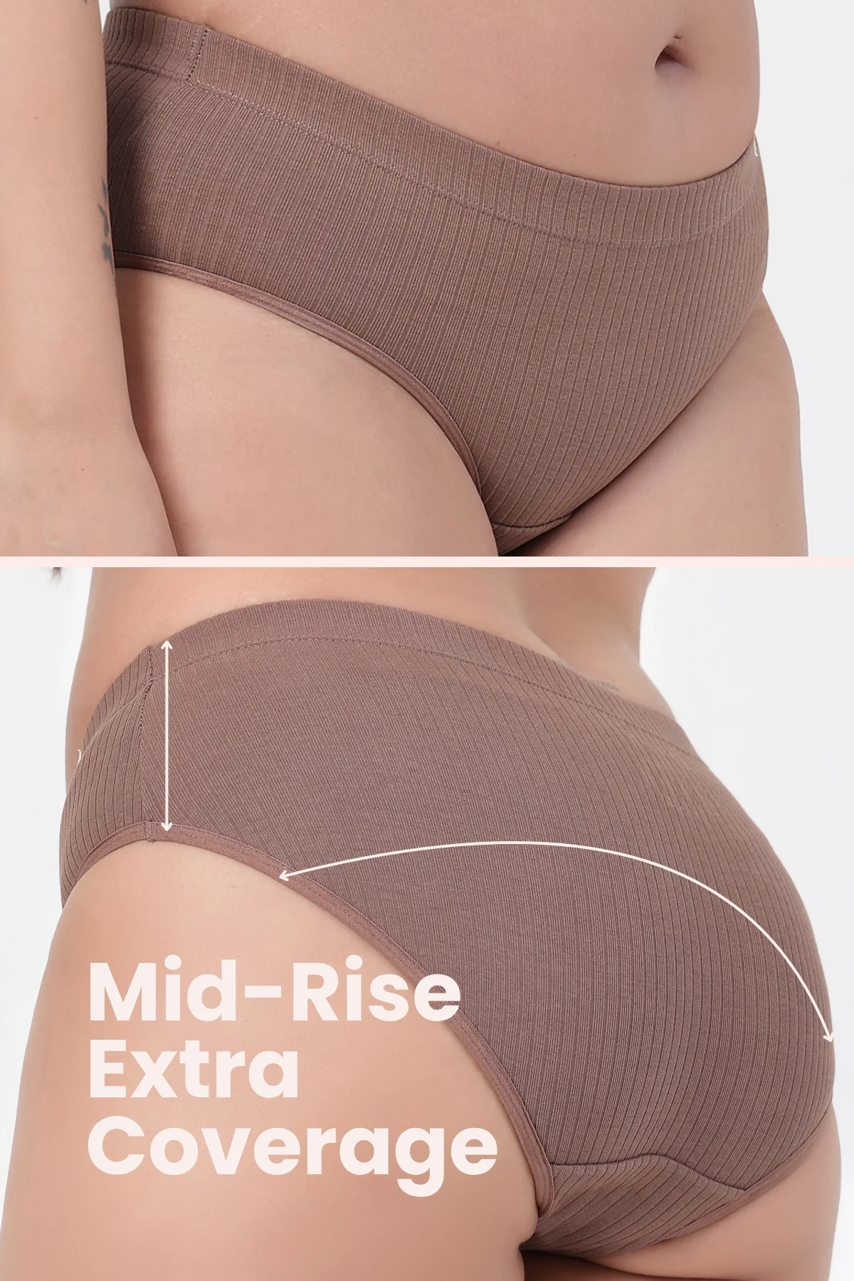 Sera Broad Rib Mid Rise Hipster - Mocha - Image 3