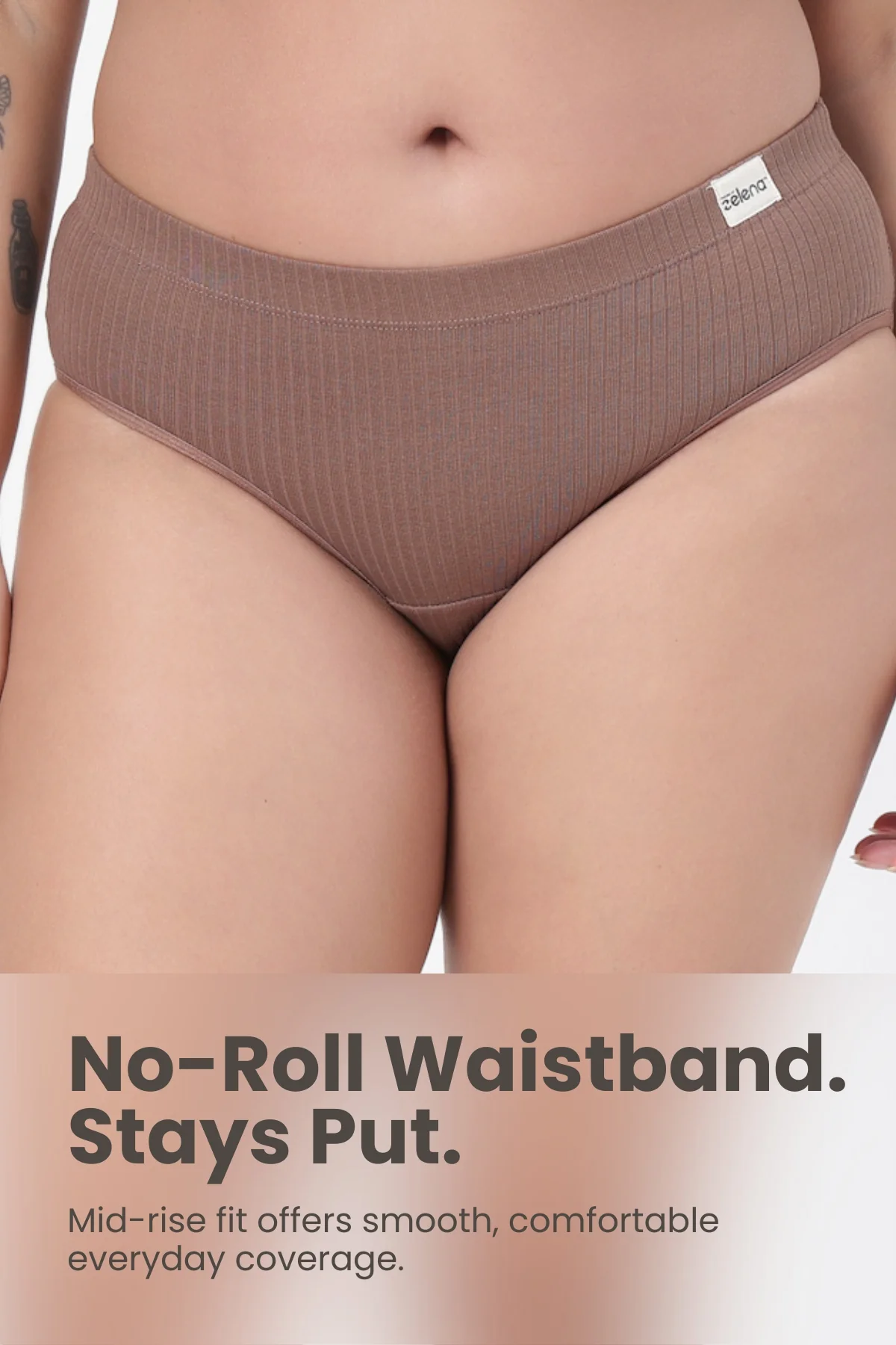 Sera Broad Rib Mid Rise Hipster - Mocha - Image 5
