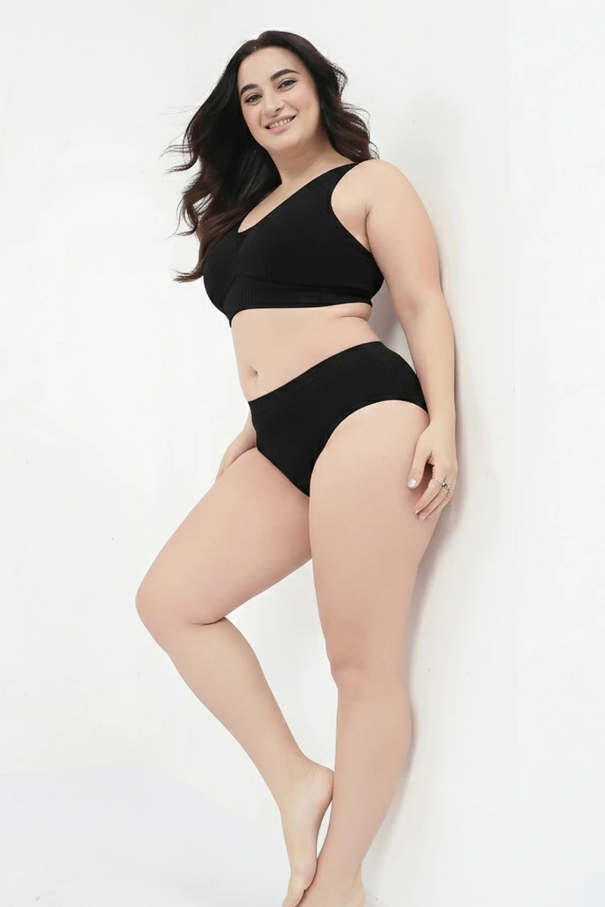 Sera Broad Rib Mid Rise Hipster - Black - Image 12