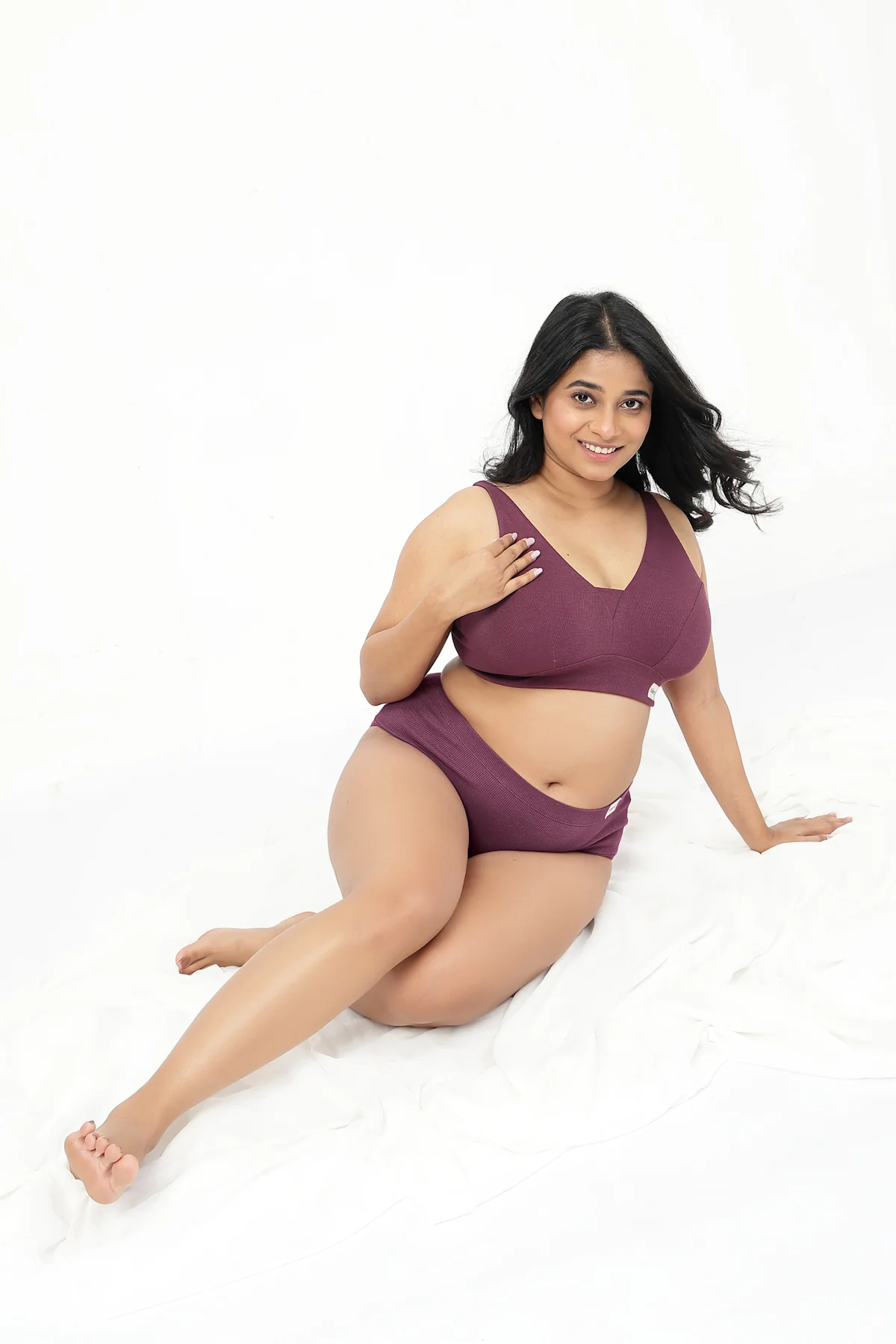 Sera Fine-Rib Bra - Dark Berry - Image 10