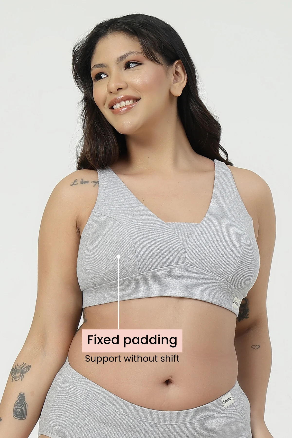 Sera Fine-Rib Bra - Grey Melange - Image 5