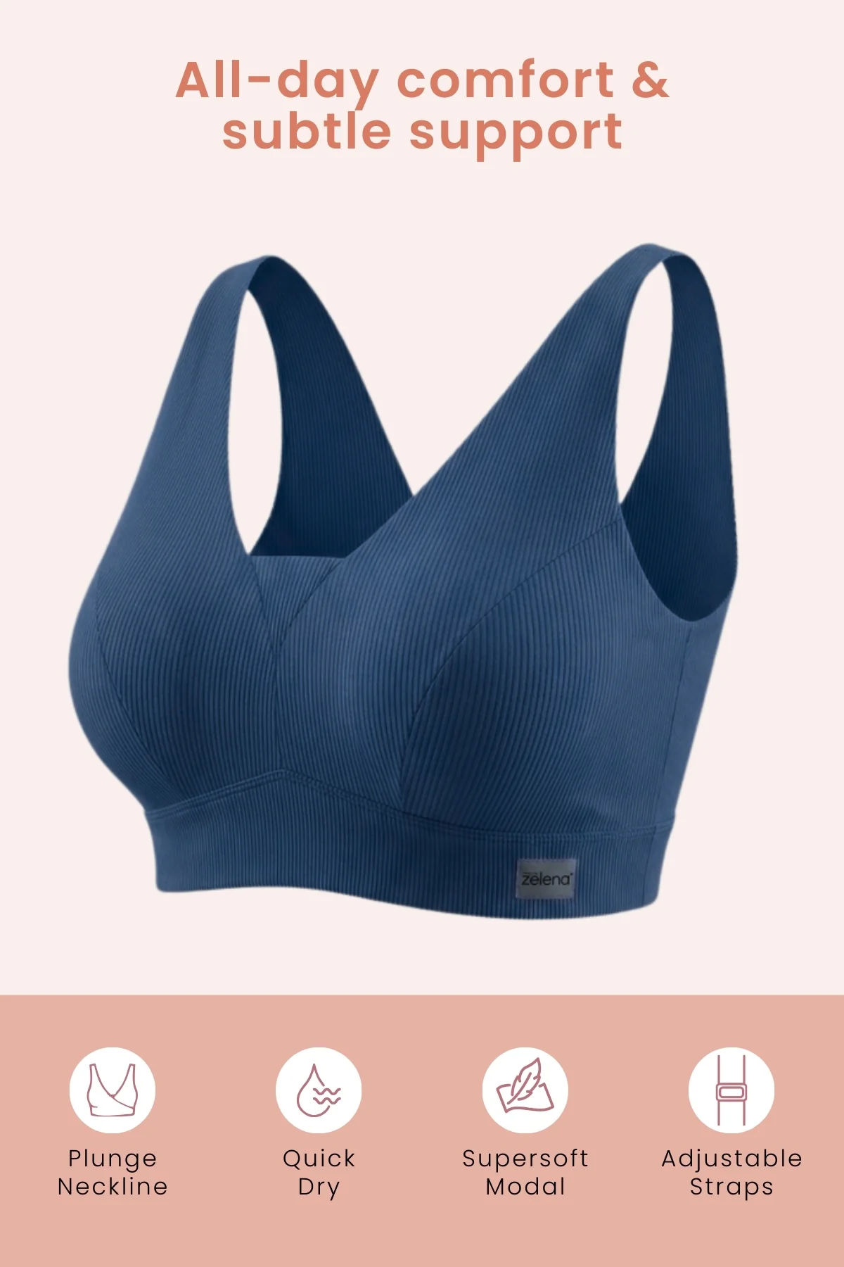 Sera Fine Rib Bra & Mid Rise Panty Set - Airforce - Image 6