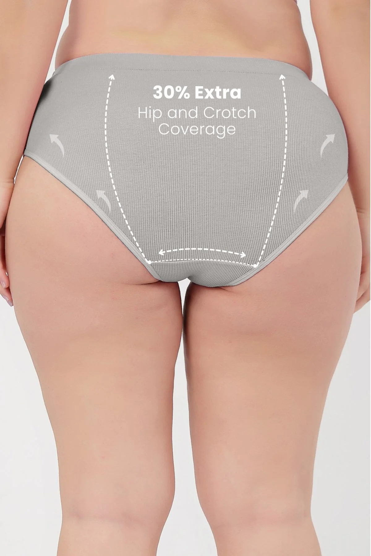 Sera Fine Rib Bra & Mid Rise Panty Set - Grey Melange - Image 4