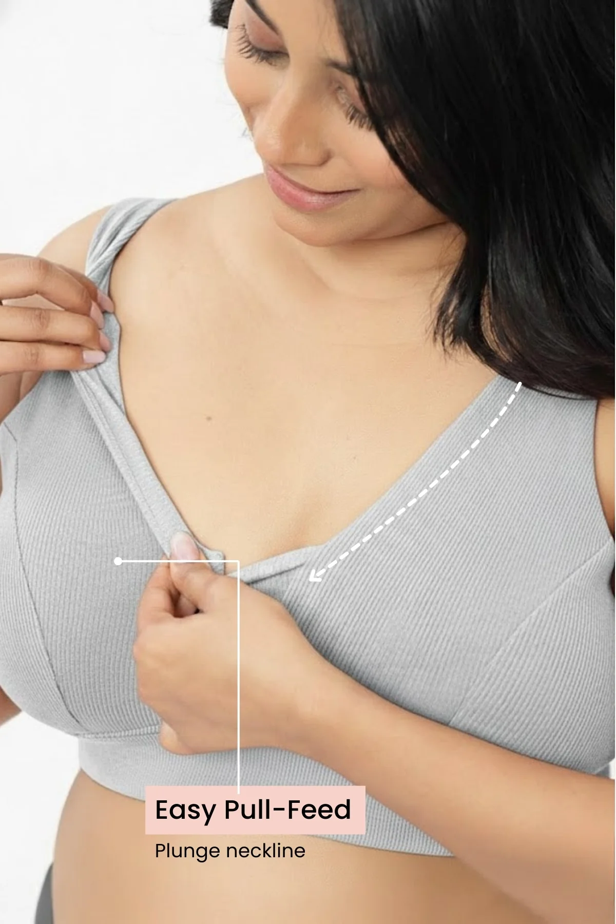 Sera Fine Rib Bra & Mid Rise Panty Set - Grey Melange - Image 5