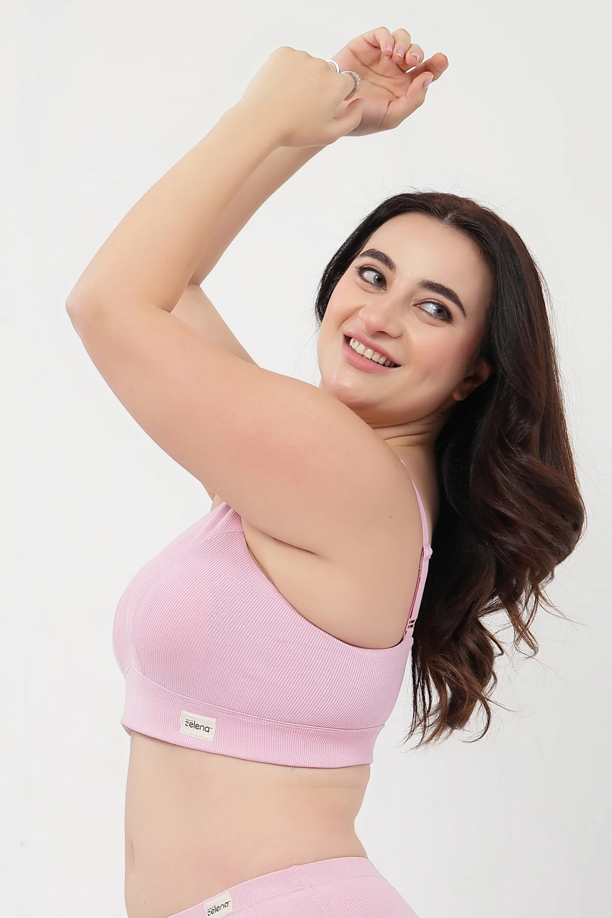 Sera Fine Rib Bra & Mid Rise Panty Set - Pink - Image 6
