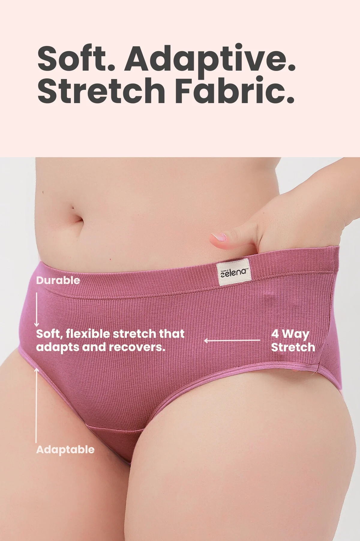 Sera Fine Rib Mid Rise Hipster - Blush - Image 3