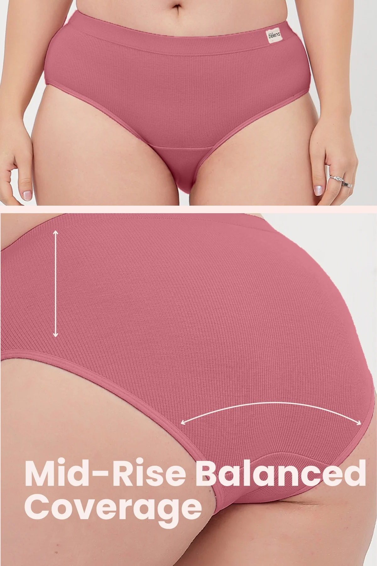 Sera Fine Rib Mid Rise Hipster - Blush - Image 4