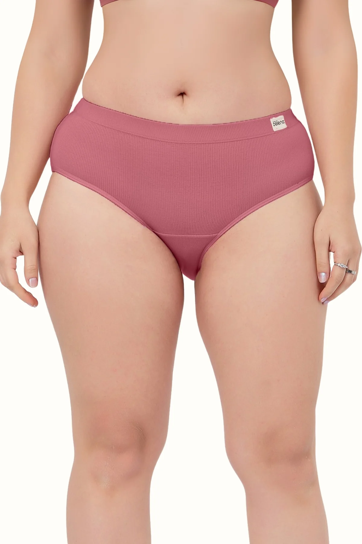 Sera Fine Rib Mid Rise Hipster - Blush - Image 9