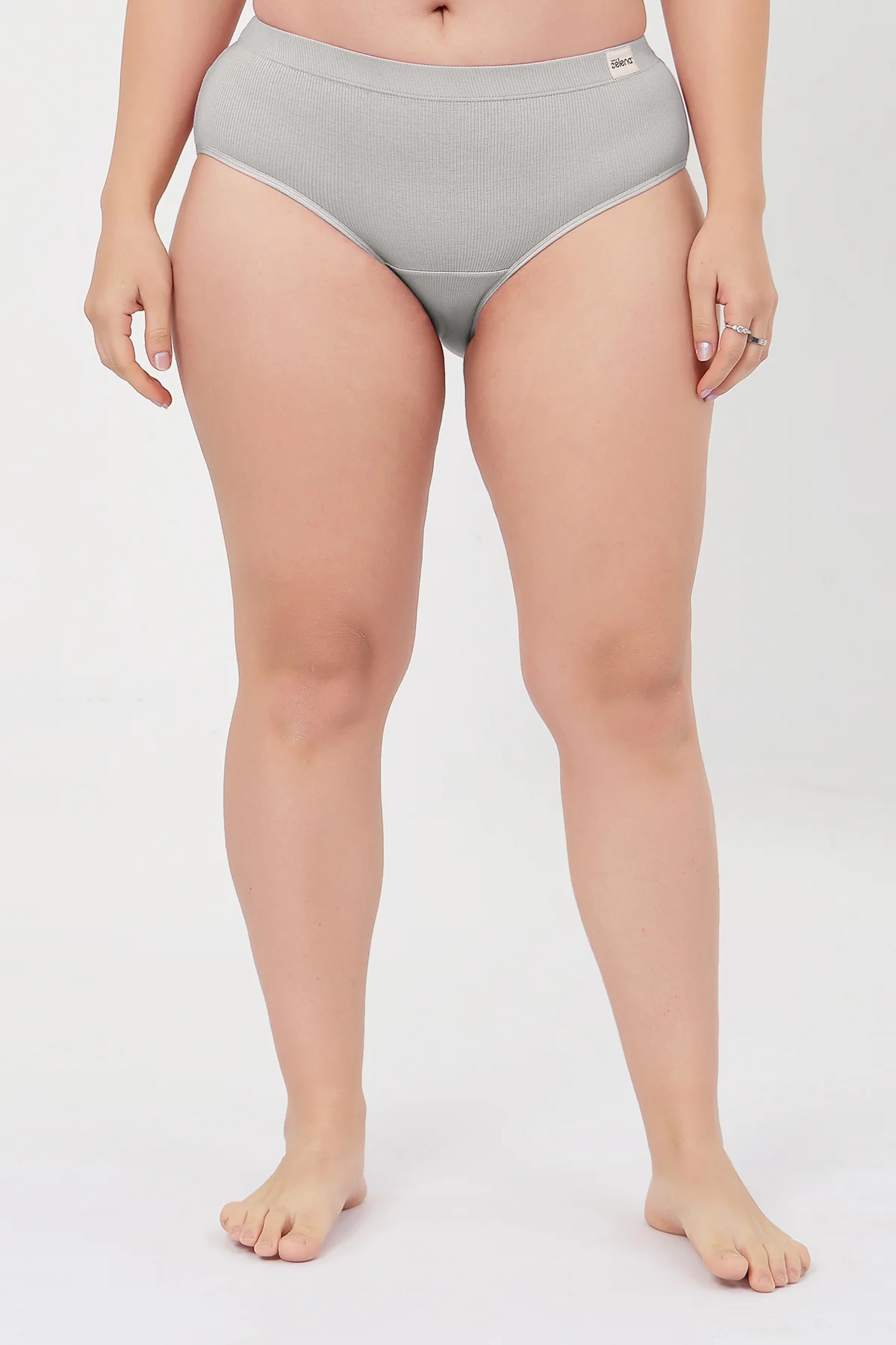 Sera Fine Rib Mid Rise Hipster - Grey Melange - Image 11