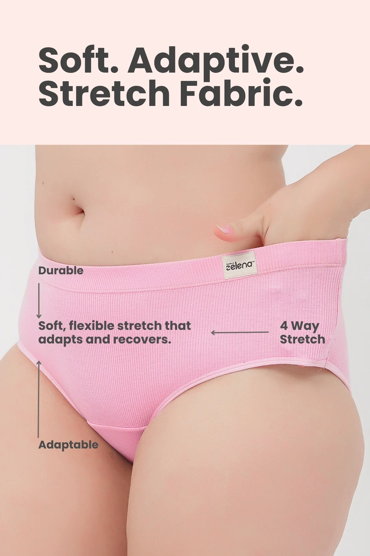 Sera Fine Rib Mid Rise Hipster - Pink - Image 3
