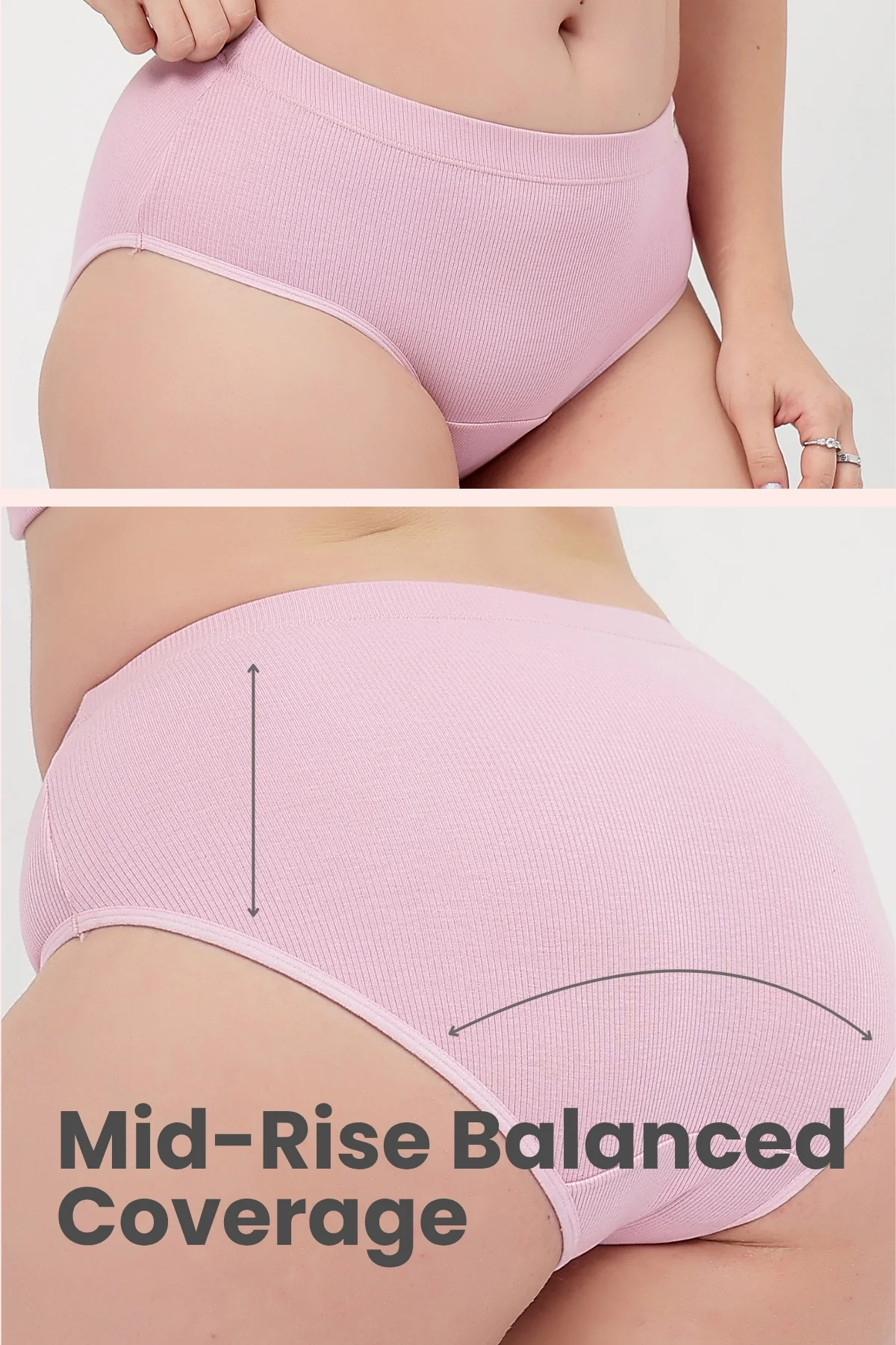 Sera Fine Rib Mid Rise Hipster - Pink - Image 4