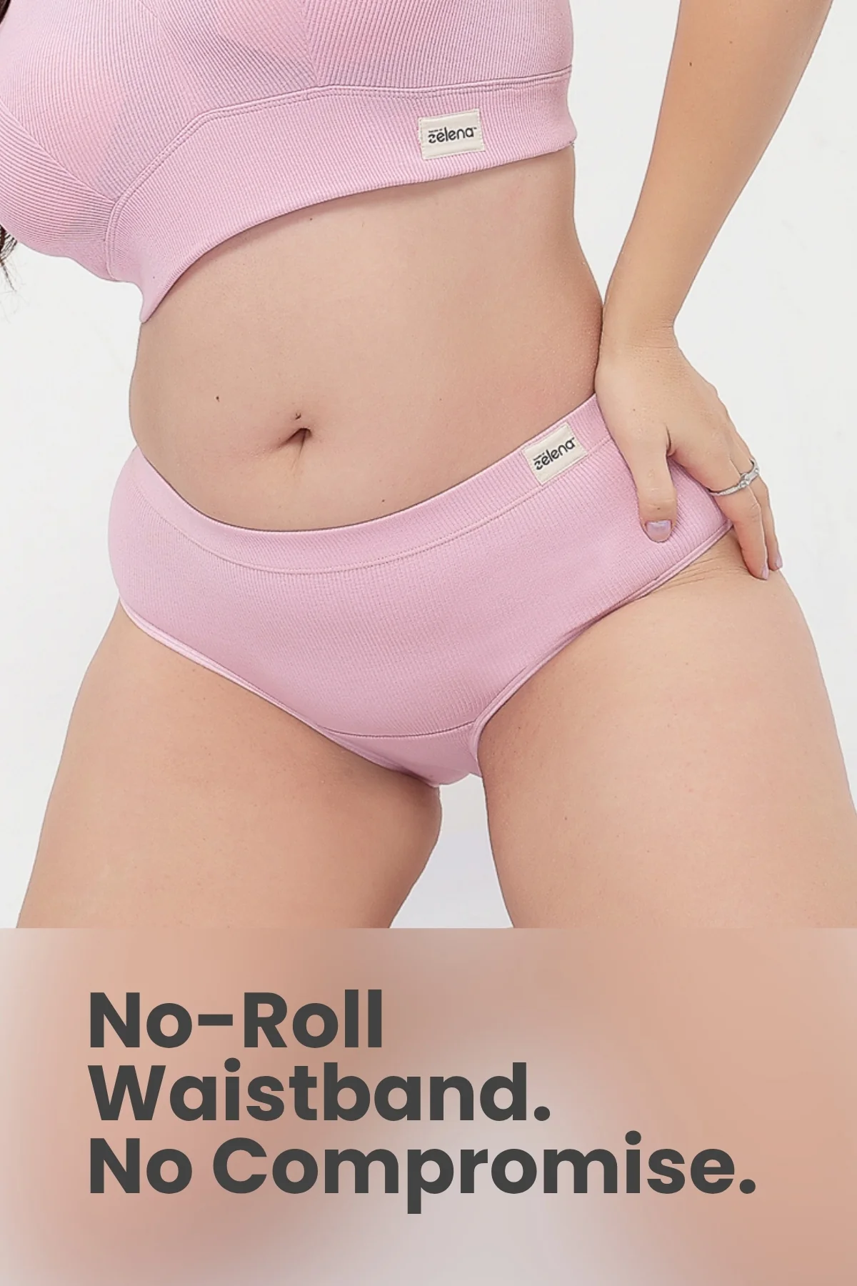Sera Fine Rib Mid Rise Hipster - Pink - Image 6