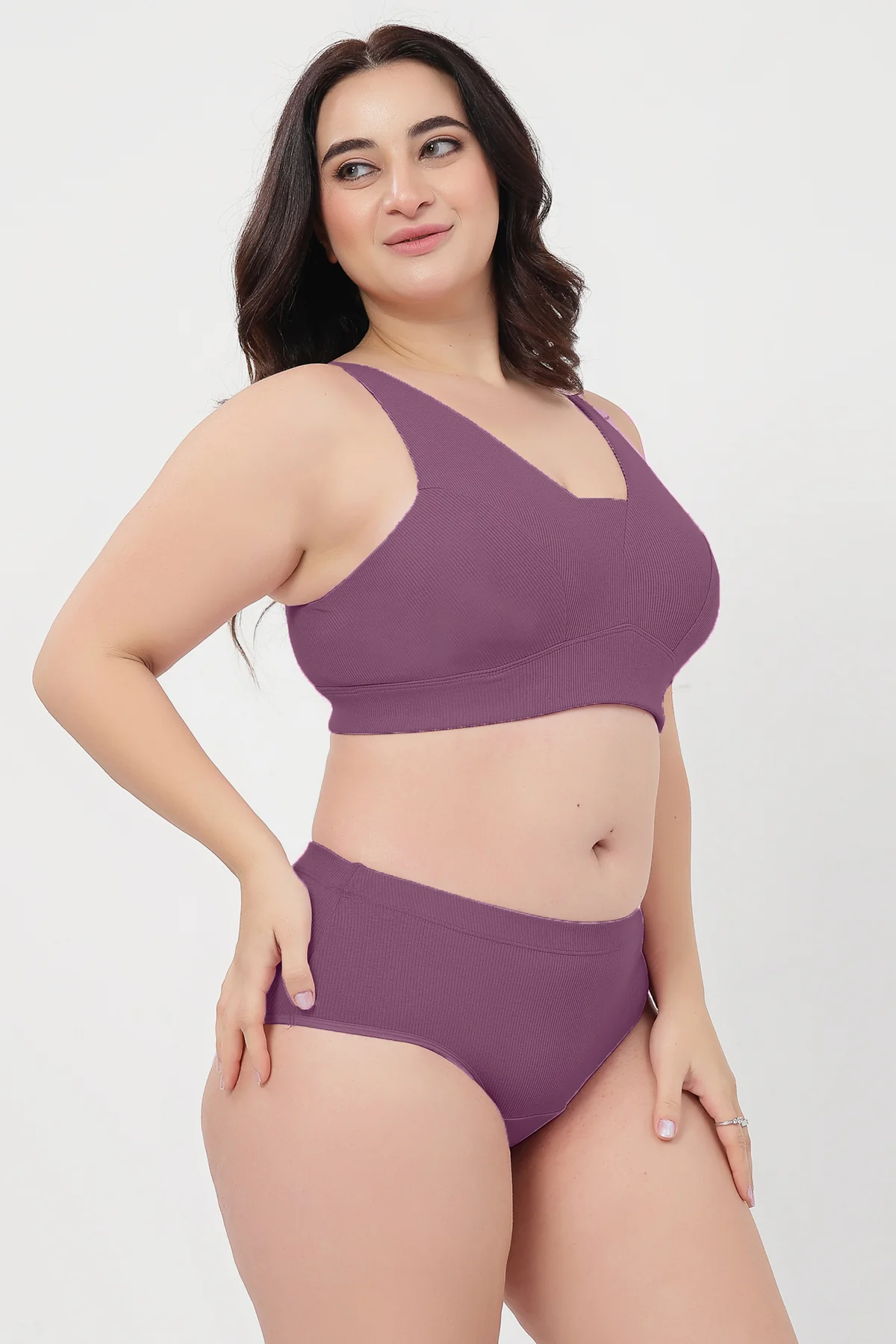 Sera Fine Rib Mid Rise Hipster - Purple - Image 10