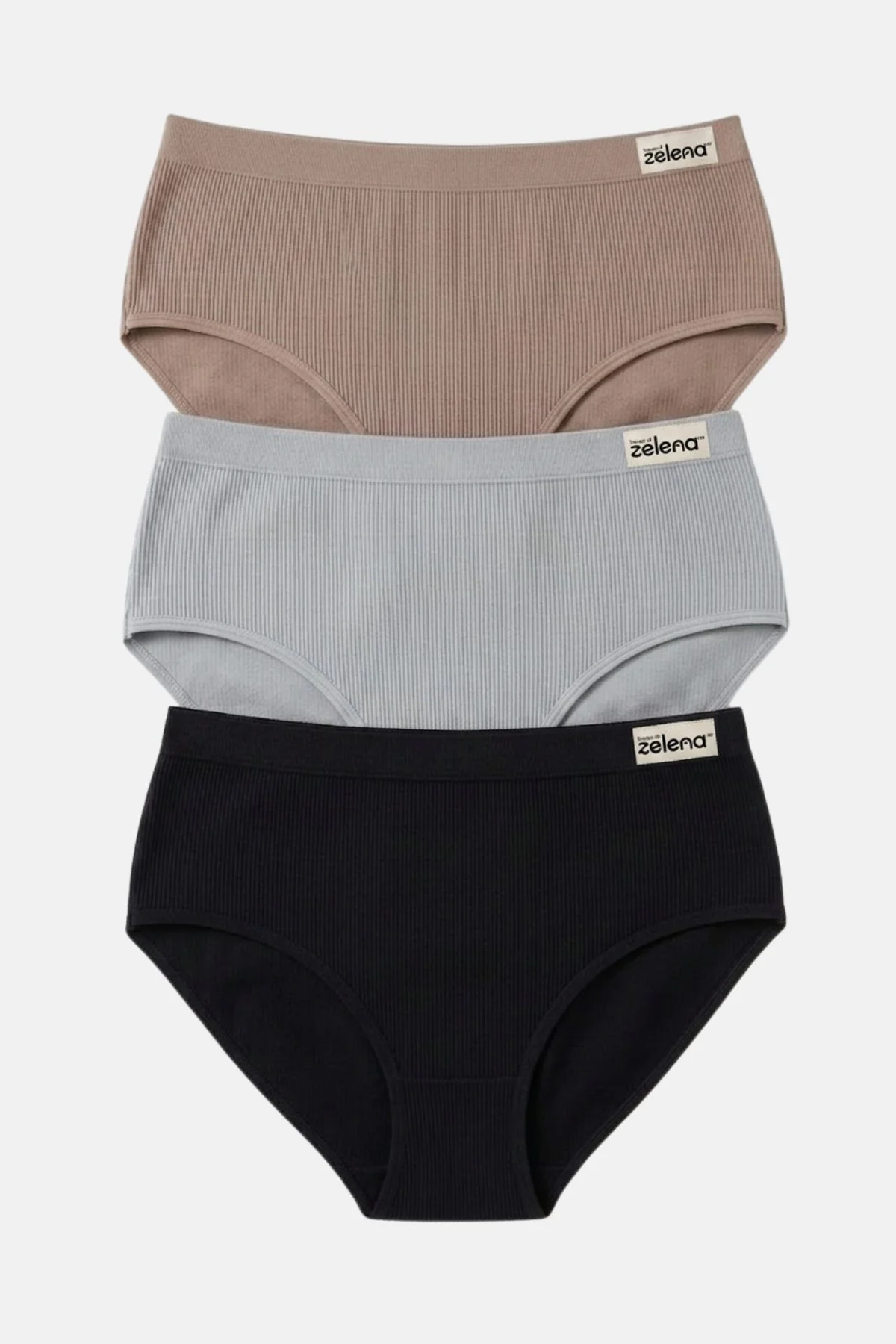 Sera Fine Rib Mid Rise Hipster Pack of 3 - (Skin, Grey Melange, Black)
