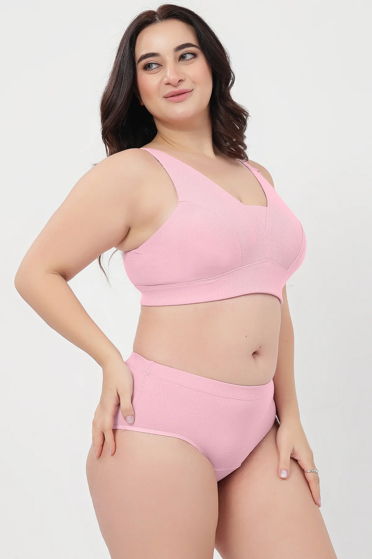 Sera Fine Rib Mid Rise Hipster Pack of 3 - (Skin, Pink, Black) - Image 12