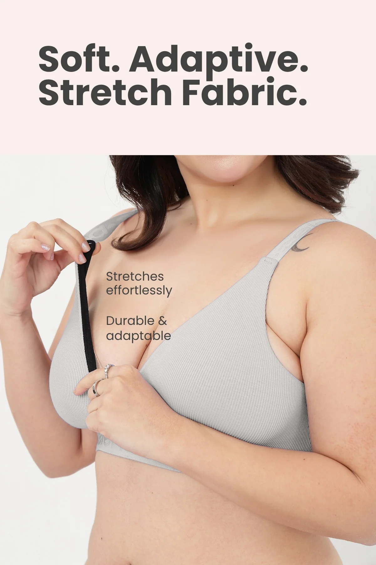Zena Fine-Rib Bra - Grey Melange - Image 3