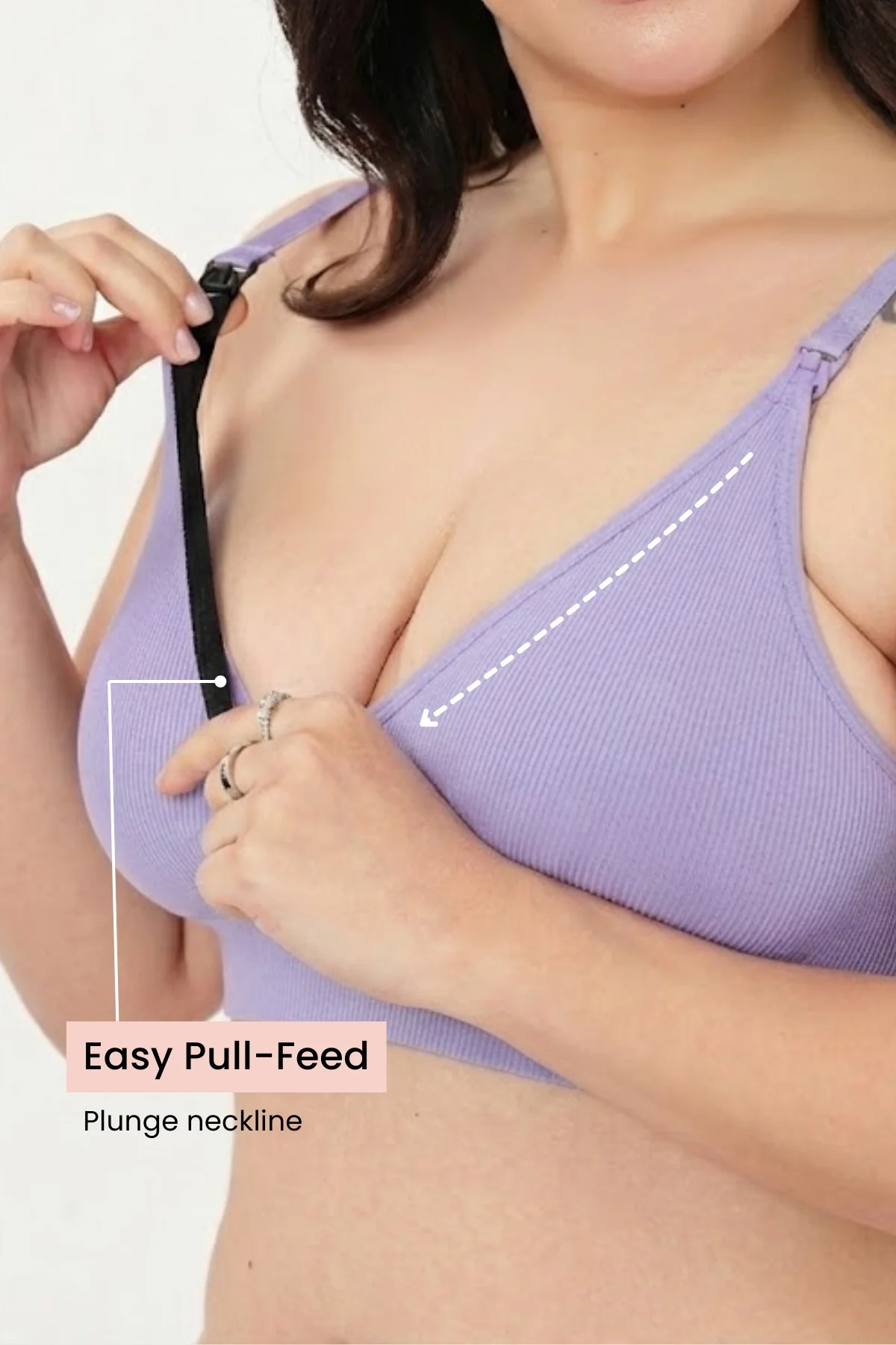 Zena Fine-Rib Bra Pack of 3 - ( Rose Gold, Lavender & Grey Melange ) - Image 6