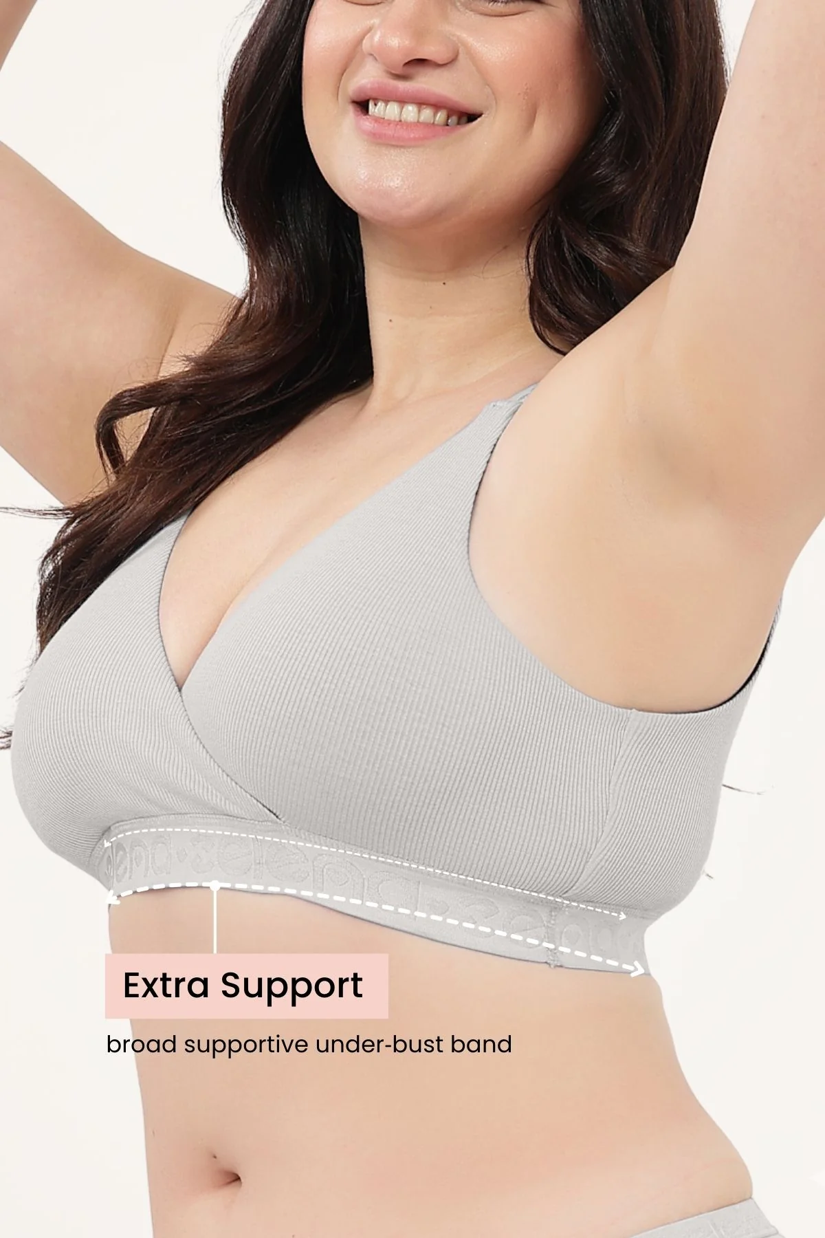 Zena Fine-Rib Bra Pack of 3 - ( Rose Gold, Lavender & Grey Melange ) - Image 8