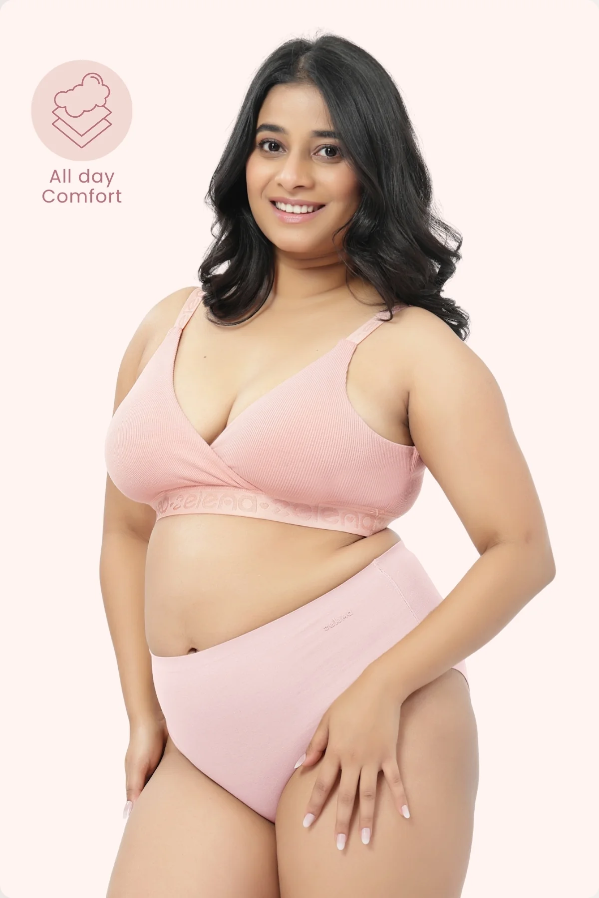 Zena Fine-Rib Bra Pack of 3 - ( Rose Gold, Lavender & Grey Melange ) - Image 9